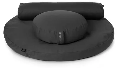Image de Kit de coussins de méditation comprenant un zafu et un pranayama, de couleur grise