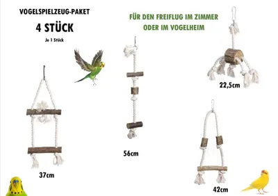 Image de set de 4 jouets pour oiseaux, balançoire, échelle, corde à grimper à suspendre