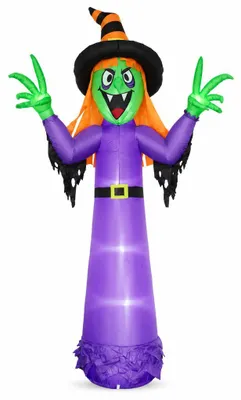 Zdjęcie produktu dla Dmuchana wiedźma czarownica XXL Halloween 360 cm samopompująca z wbudowaną dmuchawą i oświetleniem LED wodoodporna do ogrodu i wnętrz