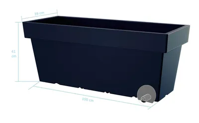 Produktbild von XXL Pflanzkasten 'LOFLY' Anthrazit. Aus robustem Kunststoff, mit Rollen. Maße: 99,2 x 39 x 41 cm.