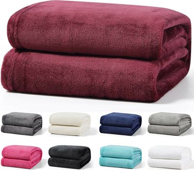 Kuscheldecke 220x240 cm Bordeaux Wohndecke Flauschige Winter Decke Sofadecke Fleecedecke