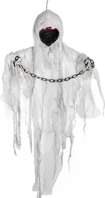 Produktbild von Gesichtsloser Kettengeist als Halloween Figur mit Licht & Sound ca. 90 cm