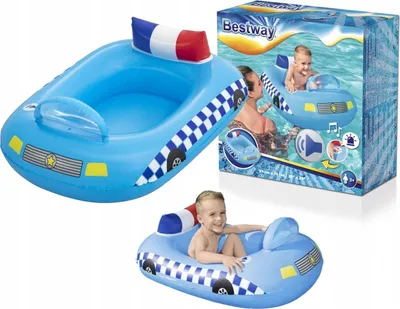 Produktbild von Bestway® Funspeakers™ Kinder-Schlauchboot Polizeiauto mit integriertem Lautsprecher 99 x 79 cm