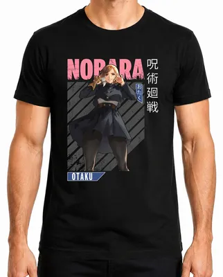 Imagen del producto de Camiseta retro para hombre, estilo anime "Jujutsu Kaisen", diseño de Nobara Kugisaki, estética "otaku", color negro, talla XL