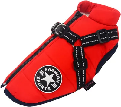 Produktbild von Winter-Hundemantel, wasserdicht, warm, Bund, Kordelzug, Haustierkleidung, Jacke, Hundeweste, reflektierende Weste, Daunenjacke, XL