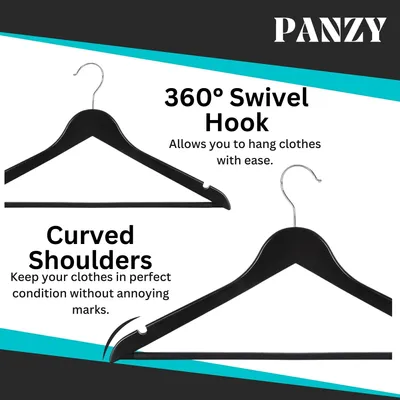 Immagine prodotto di Grucce per abiti in legno con intagli, confezione da 20 pezzi, complete di supporti per pantaloni, gancio girevole a 360°, colore naturale, ideali per camicie