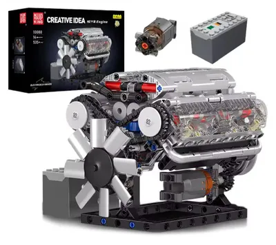 Produktbild von COIL V8 Motor Bausatz, 8-Zylinder-Motor, Elektromotor mit Batterie, bewegliche Teile, Konstruktionsspielzeug, ab 14 Jahren, 573 Teile