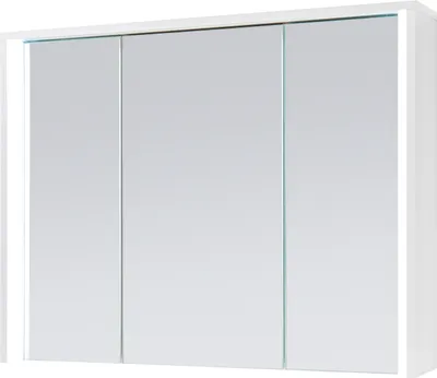 Produktbild von Spiegelschrank Badezimmerschrank Badspiegel Badschrank Badmöbel "Kirkja III" Weiß / Weiß 86 cm