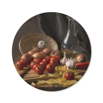 Produktbild von MuchoWow® Mauspad Mousepad Schneidebrett - Gemüse - Stillleben - Pasta - Aus - Tomate - Schneidebrett 20x20 cm - Mousepads - Maus Mat - Pad - Mausunterlage - Schreibtischmatte
