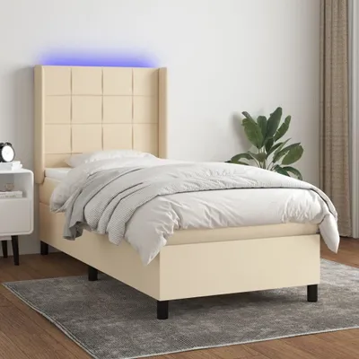 Produktbild von The Living Store Boxspringbett mit Matratze & LED Creme 80x200 cm Stoff