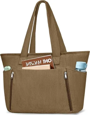 Produktbild von Damen Taschen mit Cord, große Schultertaschen für Schule, Arbeit und Reisen mit Reißverschluss und viel Stauraum