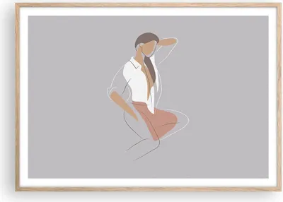 Produktbild von Gerahmtes Poster - Rahmen in heller Eiche - Frau Grafik Modern - 100x70 cm - Wand Bild - Wanddeko - Wandbilder - Wandposter - Bilderrahmen - Bilder - Kunstdruck - Wandbild - P2NAA100x70-4266