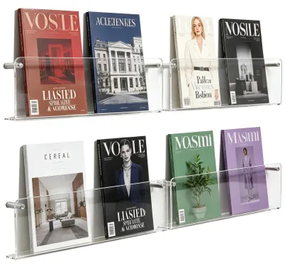 Produktbild von 4er-Set transparente Acryl-Zeitschriftenhalter für Wandmontage
