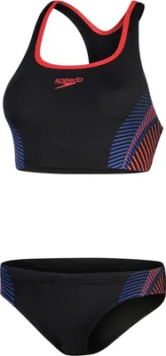 Produktbild von Speedo Placement Bikini für Damen Schwarz/Rot, Größe:36