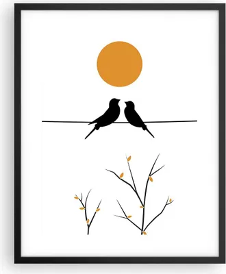 Produktbild von Gerahmtes Poster - Schwarzer Rahmen - Bild Vögel Sonne - 40x50 cm - Wand Bild - Wanddeko - Wandbilder - Kunstposter - Wandposter - Bilderrahmen - Bilder - Kunstdruck - Wanddekoration - P2BPA40x50-4772