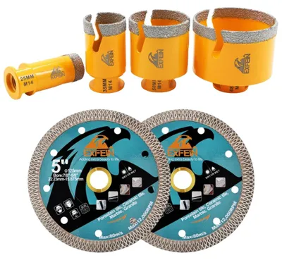 Imagen del producto de Juego de brocas de núcleo, 6 piezas, construcción de diamante duradera, juego de 6 piezas, rosca M14