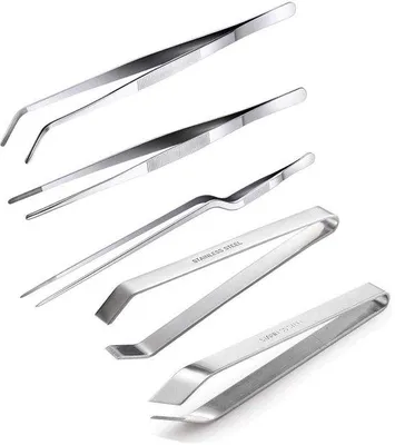Zdjęcie produktu dla Zestaw 5 sztuk wysokiej jakości szczypiec kuchennych ze stali nierdzewnej marki Unyqoos® – ergonomiczne, precyzyjne szczypce, bezpieczne do mycia w zmywarce, idealne do gotowania, pieczenia i grillowania