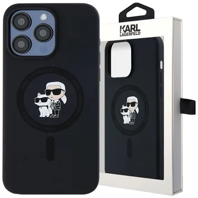 Produktbild von Karl Lagerfeld KLHMP15XSCMKCRHK iPhone 15 Pro Max 6.7" schwarz hardcase Silicone Karl & Choupette Ring MagSafe Schutzhülle