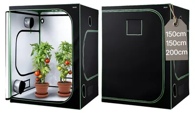 Immagine prodotto di Tenda da coltivazione VEVOR, 150x150x200 cm, tenda per piante da interno con luce LED a spettro completo e sistema di ventilazione, grow box 600D Mylar altamente riflettente, tende da coltivazione, serra per fiori e ortaggi