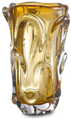 Produktbild von Casa Padrino Luxus Glas Vase Gelb Ø 20 x H. 31 cm - Moderne Deko Blumenvase - Deko Accessoires - Luxus Kollektion