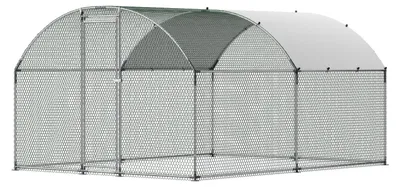 Obrázok produktu pre Kovový kurník, 9,8 x 13,1 x 6,5 ft Veľký kurník s krytom, kurník s bezpečnostným zámkom, vonkajšia klietka pre kačice a králiky, kurník pre dvorku, farmu, dvor