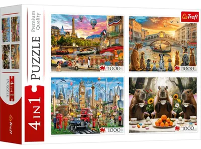 Image de TREFL Puzzle Villes peintes et cochons d'eau 4x1000 dlks