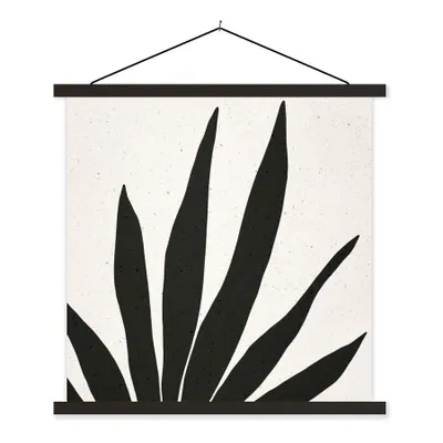 Produktbild von MuchoWow® Textilposter Blatt - Pflanze - Minimalismus 60x60 cm mit schwarzem Rahmen - Posteraufhänger