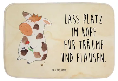 Produktbild von Mr. & Mrs. Panda Badezimmerteppich Kuh - Vintage - Geschenk, Spruch, Landwirtin, Hof, Bauernhof, duschmatte, Badläufer, Badematte, Milch, Badteppich, Badvorleger, Kühe