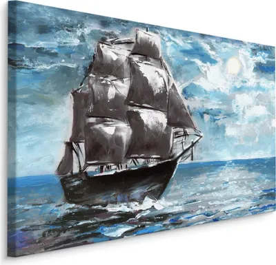 Produktbild von Fabelhafte Canvas LEINWAND BILDER 120x80 cm XXL Kunstdruck Meer Schiff Sonne Himmel
