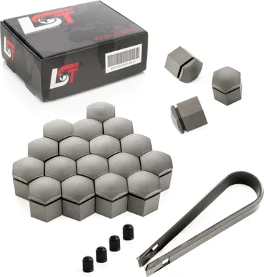 Produktbild von 20x Radschrauben Kappen Radschraubenkappen Set 19 mm grau für VW SEAT SKODA