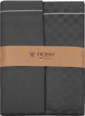Produktbild von Ross 2er Pack Zwirn Halbleinen Geschirrtücher Karofond 50x70 cm anthrazit