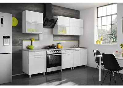 Image de Ensemble de cuisine "Salma" - Blanc - L 200 x P 72 cm