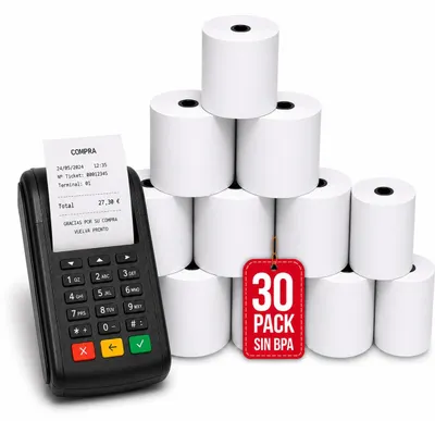 Imagen del producto de Papel Térmico 57 × 35 mm 50 GSM sin BPA Pack 30 COM-FORT HOUSE