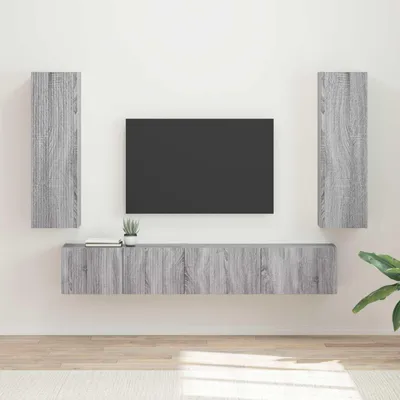 Produktbild von "Schlussverkauf" TV-SchrankSet Wandmontiert - 3 Stück - WohnzimmerTV-Möbel/TV-Tisch - Graues Sonoma Holzwerkstoff  C14337