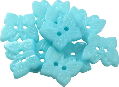 Produktbild von 10 x Kinderknopf Schmetterling 16x13mm 2-Loch-Knopf Kunststoff, freie Farbwahl, Farbe:helltürkis