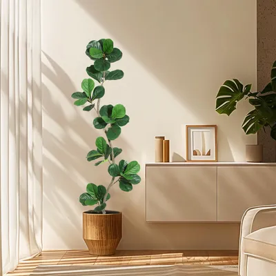 Productafbeelding van GarveeHome Kunstplant, vijgenboom met vioolblaadjes, 150 cm hoog, kunstplant van het type ficus