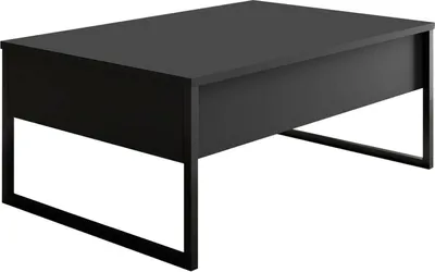 Produktbild von Wohnzimmertisch Dgiagnon, Niedriger Wohnzimmertisch, Kaffeeregal, Couchtisch für Sofa, 90x60h40 cm, Anthrazit und Schwarz