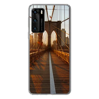 Produktbild von MuchoWow® Handyhülle Schutzhülle Hülle für Huawei P40 Brooklyn Bridge in New York bei Sonnenuntergang Silikon Softcase Handy Hülle - Handytasche