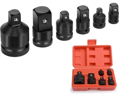 Zdjęcie produktu dla Zestaw adapterów, 6 sztuk: 1/4" na 3/8", 3/8" na 1/4", 3/8" na 1/2", 1/2" na 3/8", 1/2" na 3/4", 3/4" na 1/2". Wykonane ze stali chromowo-molibdenowej