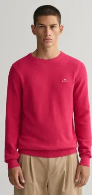 Produktbild von Gant Pullover Rundhals rosa einfarbig 100% Baumwolle