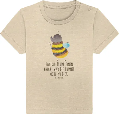 Produktbild von Mr. & Mrs. Panda Babyshirt Hummel flauschig 6. - 12. Monat - Natural Raw - Geschenk, Blume, Kinder T-Shirt, Öko Baby, , Biene, Lustige Sprüche, Natur