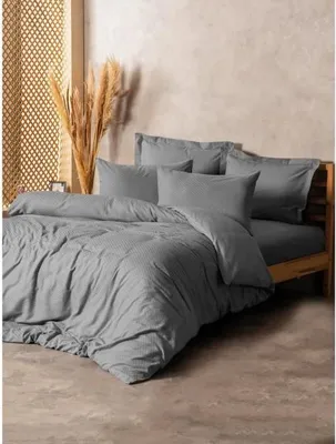 Obrázok produktu pre Súprava posteľnej bielizne - 1 obliečka na prikrývku 220 x 240 cm + 2 obliečky na vankúš 60 x 60 cm - 100 % bavlna - sivá