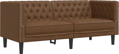Zdjęcie produktu dla VidaXL 372665, Brązowy, 2 siedz., Pianka, Sztuczna skóra, Poli drewno, Drewno, 1740 mm, 745 mm