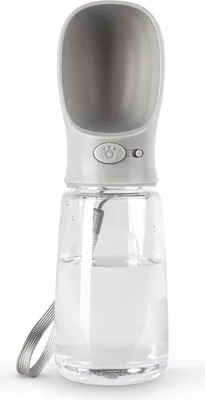 Produktbild von lionto Wasserspender, Trinkflasche für Hunde auf Spaziergängen & Reisen, auslaufsicher, leicht & hygienisch, 500ml, grau