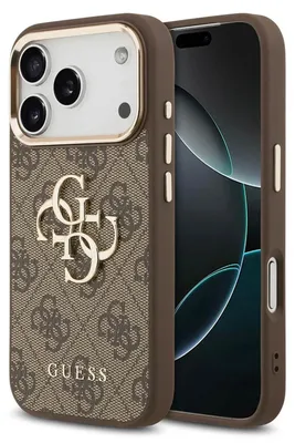 Productafbeelding van Guess 4G Big 4G Classic Logo telefoonhoesje voor iPhone 17 Pro Max - Bruin-goud