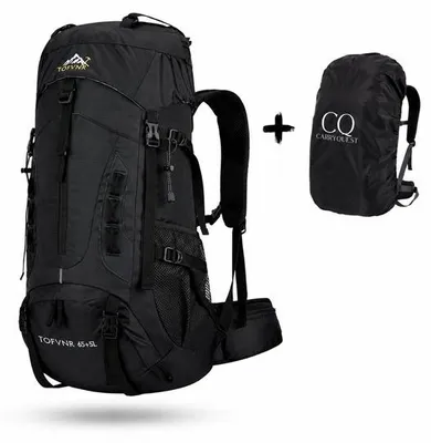 Image de Sac à dos de randonnée CarryQuest® 70L, avec housse de pluie en nylon, couleur noire