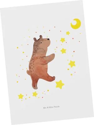 Produktbild von Mr. & Mrs. Panda Postkarte Bär Träume - Weiß - Geschenk, Träumen, bildkarte, Traum, Teddy, Ansichtskarten, Grußkarte, Postkarten, Traumdeutung, einzelkarte