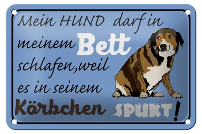 Produktbild von Blechschild Spruch 18x12cm mein Hund darf im Bett schlafen