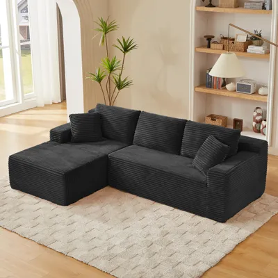 Productafbeelding van Okwish modulaire zitbank met rug- en neksteunen, driezitter, bank voor de woonkamer met chaise longue, rechts, zwart