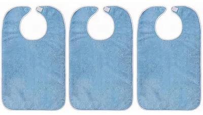 Produktbild von 3er Set Esslatz mit Auffangtasche, wasserdicht, wiederverwendbar, Erwachsenen Lätzchen 75x45cm, Pflege & Alltag Schutz für Senioren, Pflegebedürftige